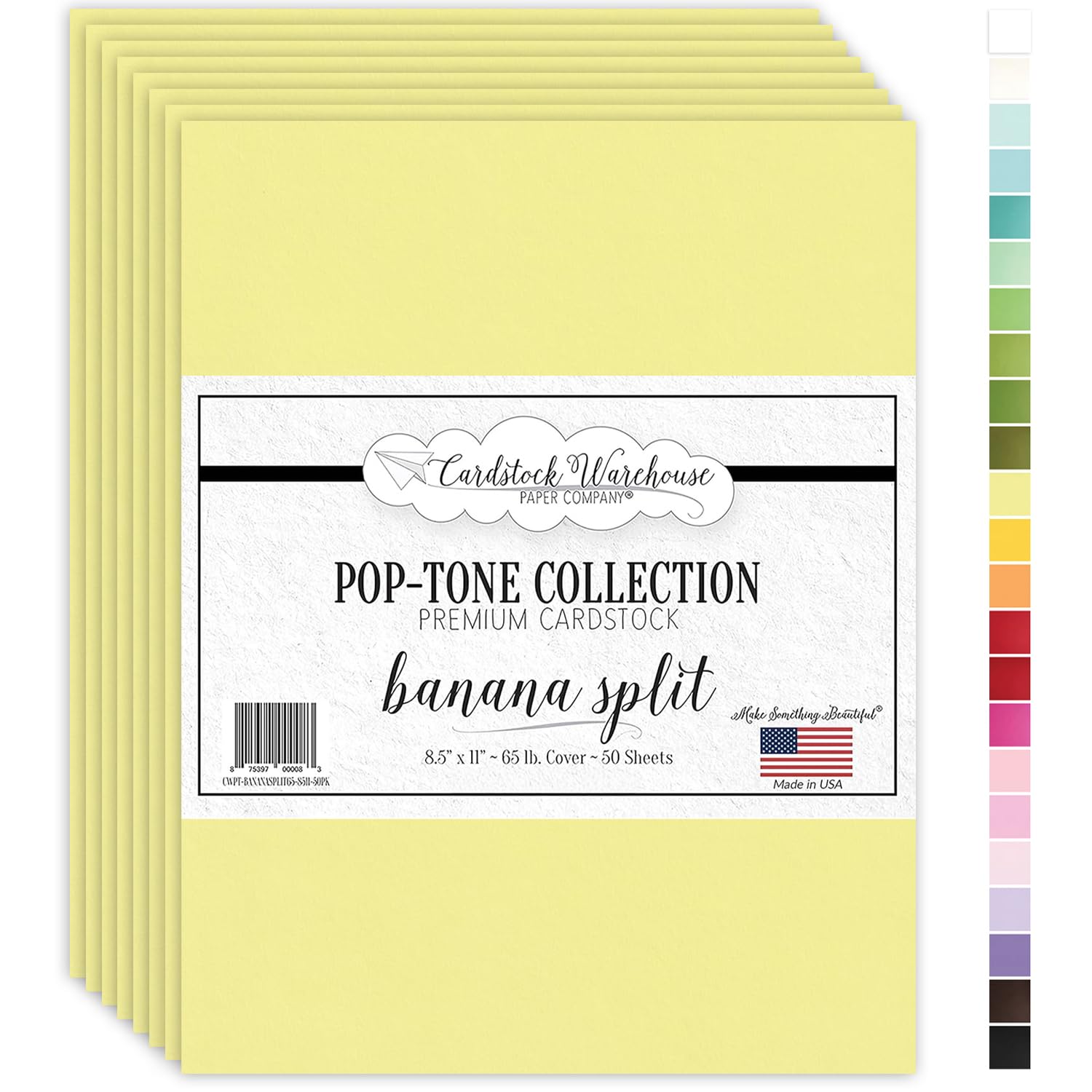 Cardstock Warehouse Pop-Tone Banana Split Yellow Cardstock Paper – 50 Sheets, 8.5 x 11" - 65 lb / 175 GSM Premium Yellow Card Stock for Die-cutting, Crafts, Printing, Card Making and DIY Projects