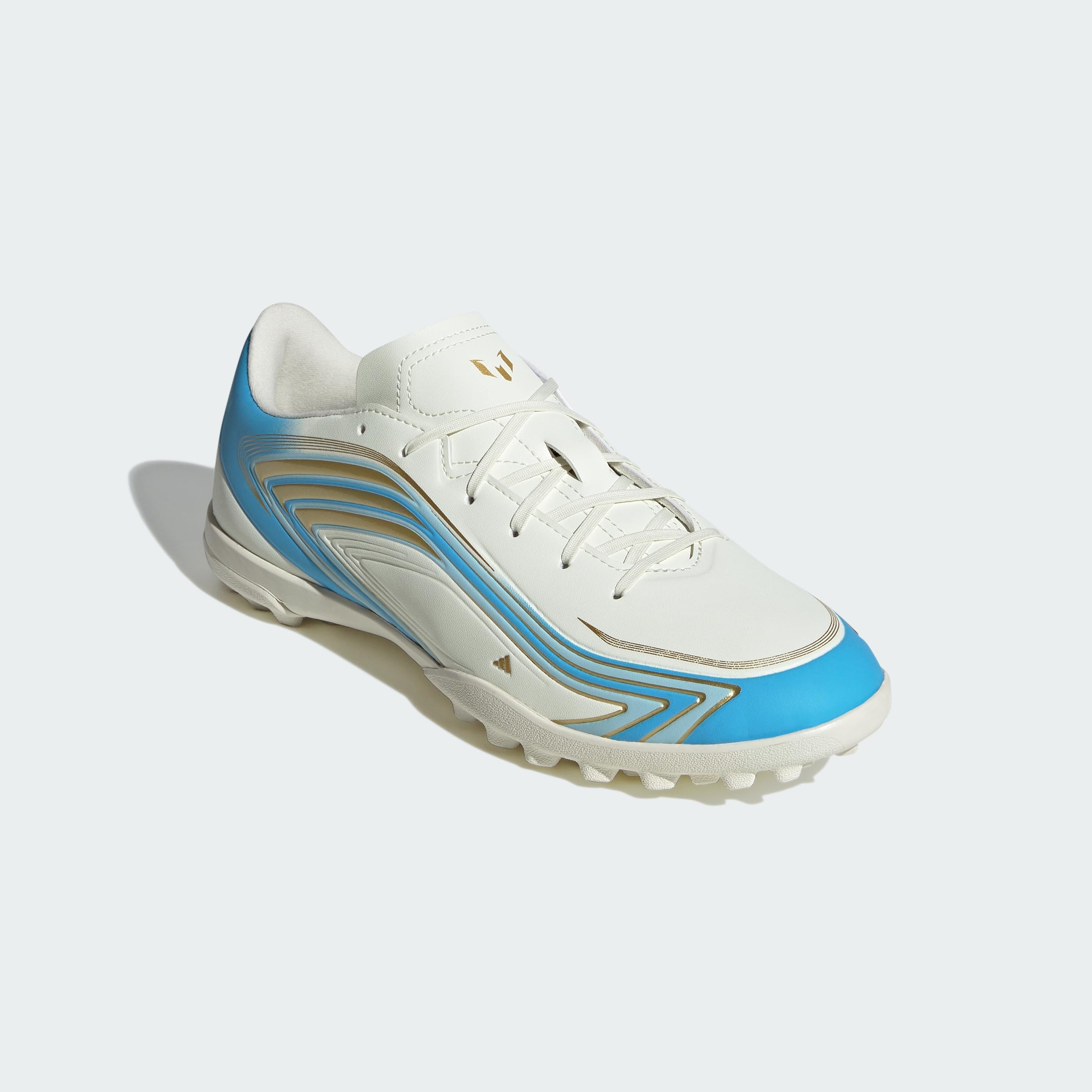 adidas Uniseks F50 Messi Club Turf Football Boots Shoes, ivory/semi blue burst/icey blue, 38 2/3 EU