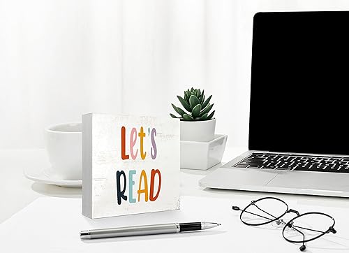 Miniatura 3 de Mtrgdn Decoración de esquina de lectura para aula, decoración bohemia de escritorio de rincón de lectura, letrero de leer, caja de madera para