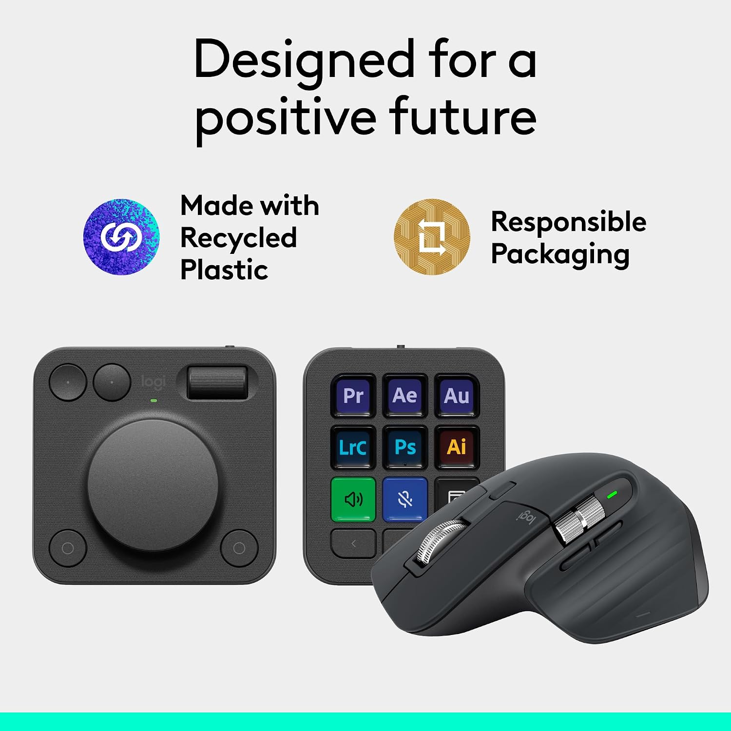 Logitech MX Master 3S Wireless Mouse Standard Edition with Logi Bolt USB Receiver + MX Creative Console: Mouse, Programmable Keys and Dial for Graphic Design, Video Editing, Adobe and More - Graphite - 8