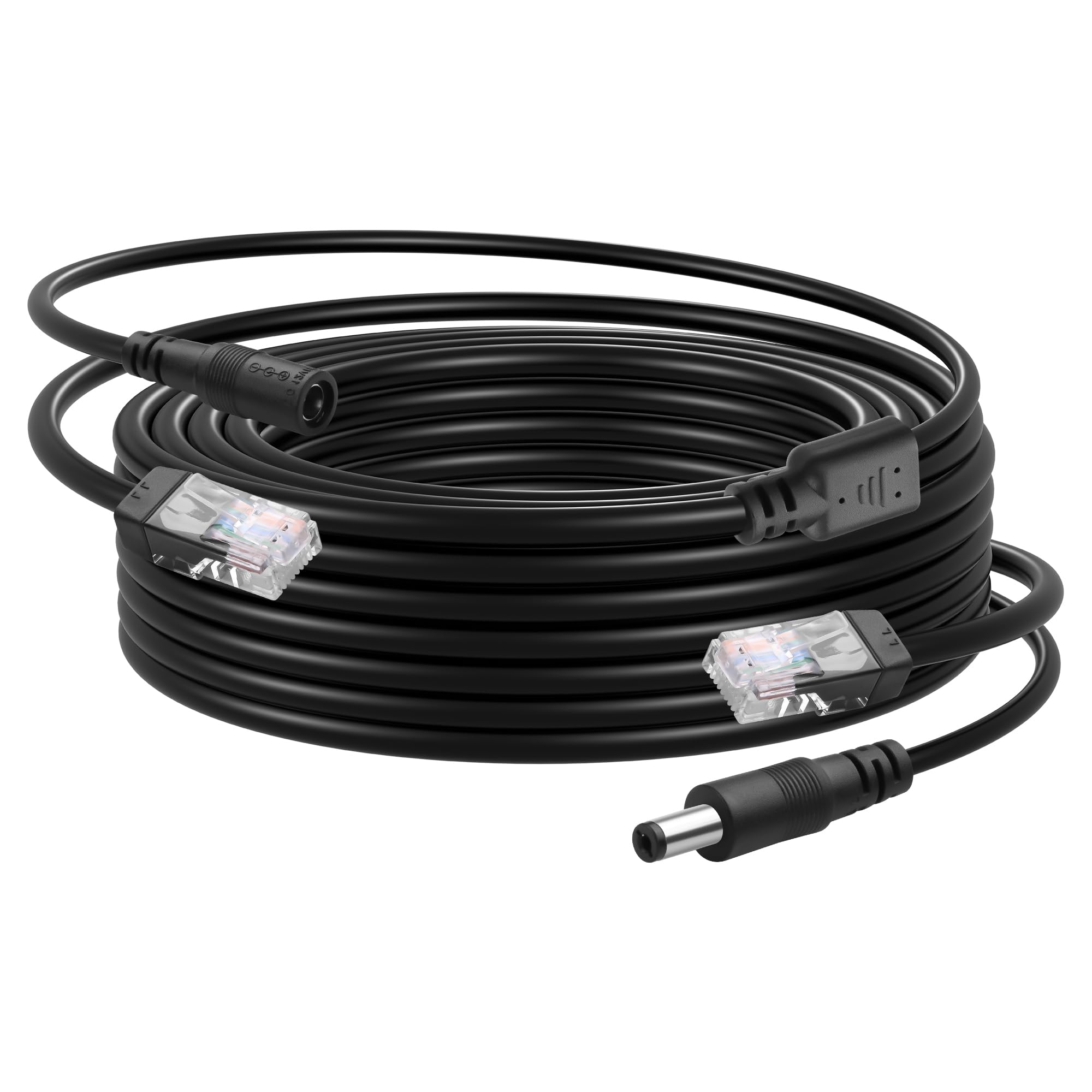 CERRXIAN 32 ft Ethernet RJ45- und DC-Kabel, POE CAT5 Ethernet mit Netzteil, Cat 5 RJ45 + 5,5 x 2,1 mm DC-Kameranetzkabel, für CCTV-Überwachungskamerasysteme, IP-Kameras usw.