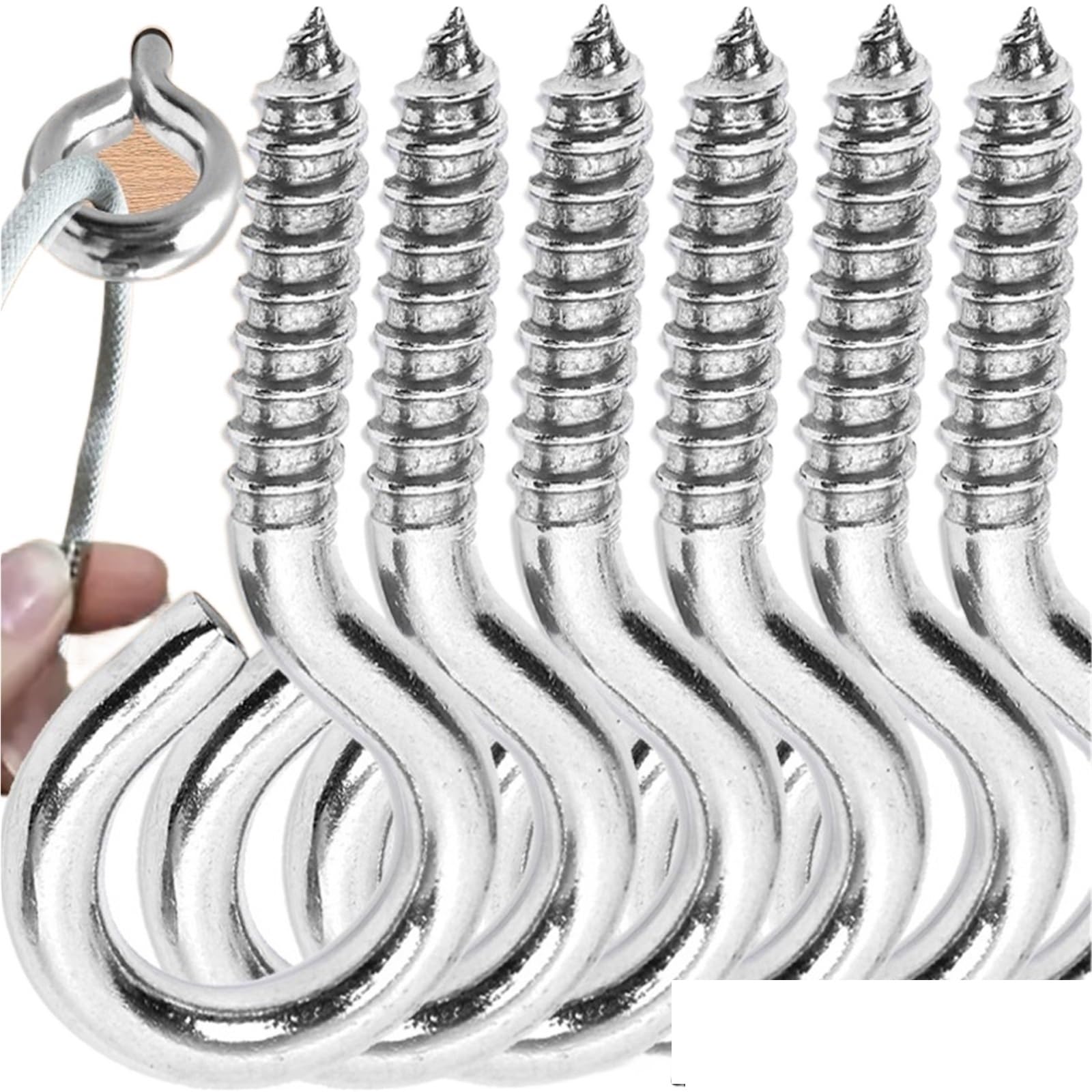 Trryuip M5x65 Eye Hooks Stainless Steel Eye Hook Screw Self Tapping Eyelet Screws For Securing Cables Wires Hammock Swing Hardware(,20Pcs)