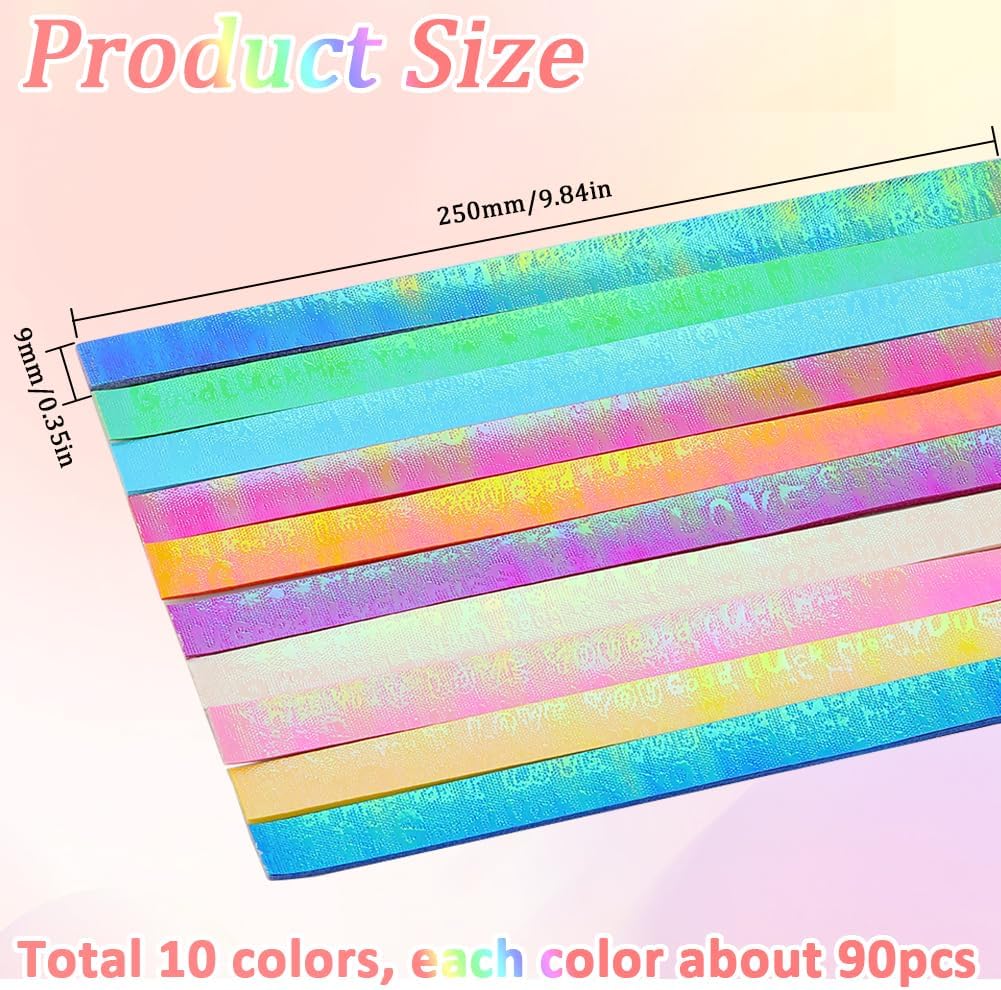 SUNNYCLUE 900 Sheets Star Paper Strips Stars Origami Pearlescent Love You Green Pink Blue Purple Lucky Double Sided Origami Paper for Craft DIY Hand Art Projects Crafting Supplies Wedding