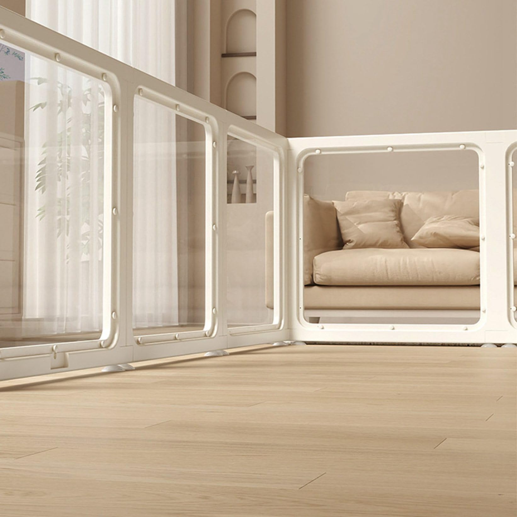 Amazon.co.jp: ペットサークル 猫・犬用 うさぎ 透明 脱走防止 自由に