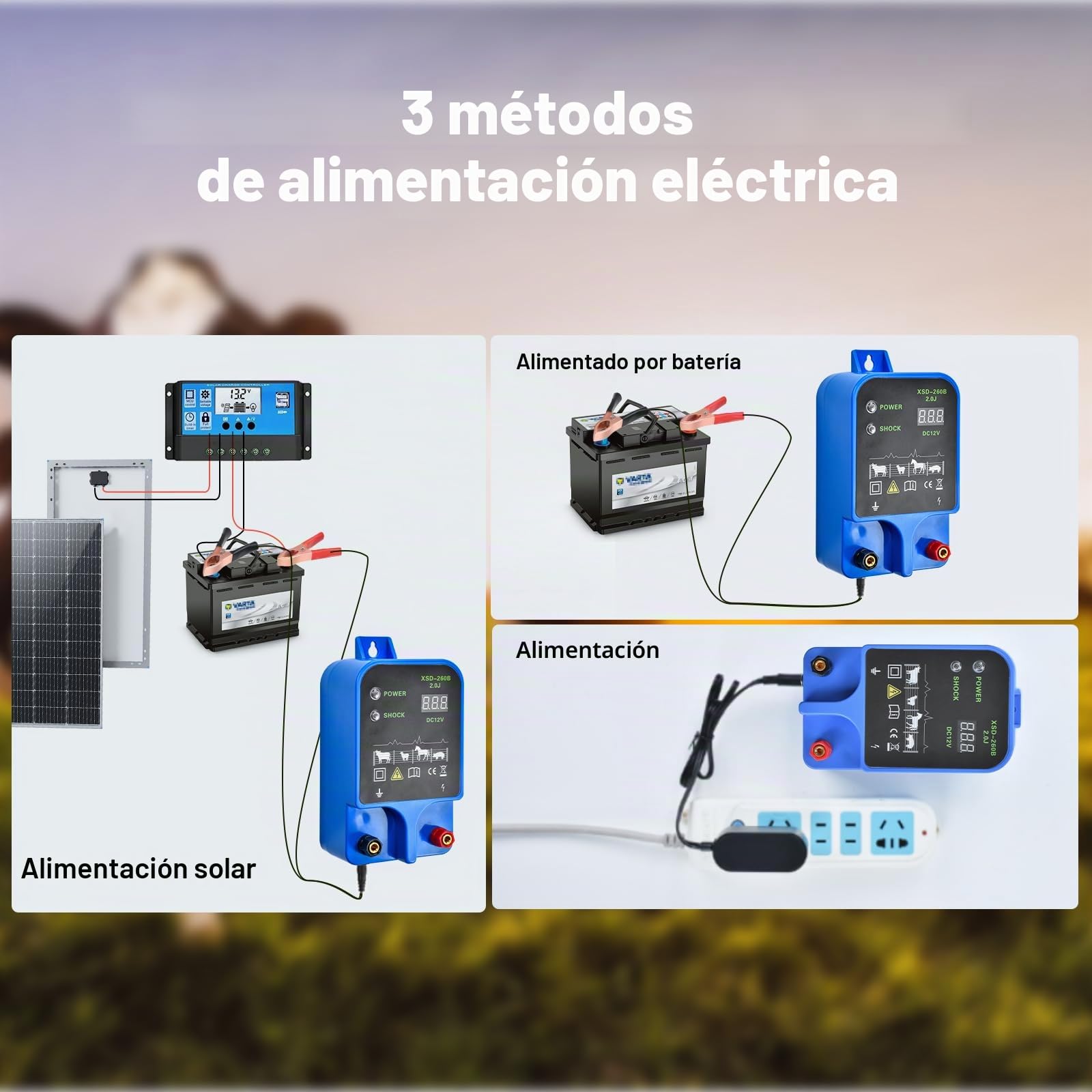 Pastor Electrico 10KM 2J Pastor Eléctrico para vallas Cerca Eléctrica Controlador 3Modos 230V Pastor Eléctrico de Poder Dispositivo Eléctrica Pastor para Granja Jardines Caballos Ganado Ovejas Cerdos