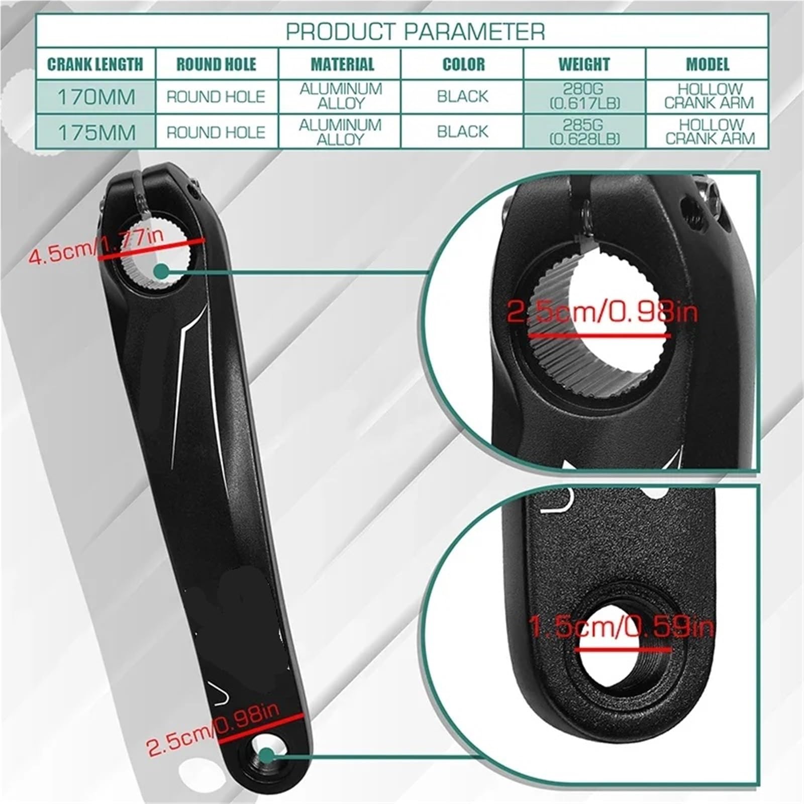 Generico Pedivella di Ricambio for Bici, Foro Scanalato Quadrato, Pedivella Sinistra for Parti di Ricambio for Biciclette Elettriche da Allenamento