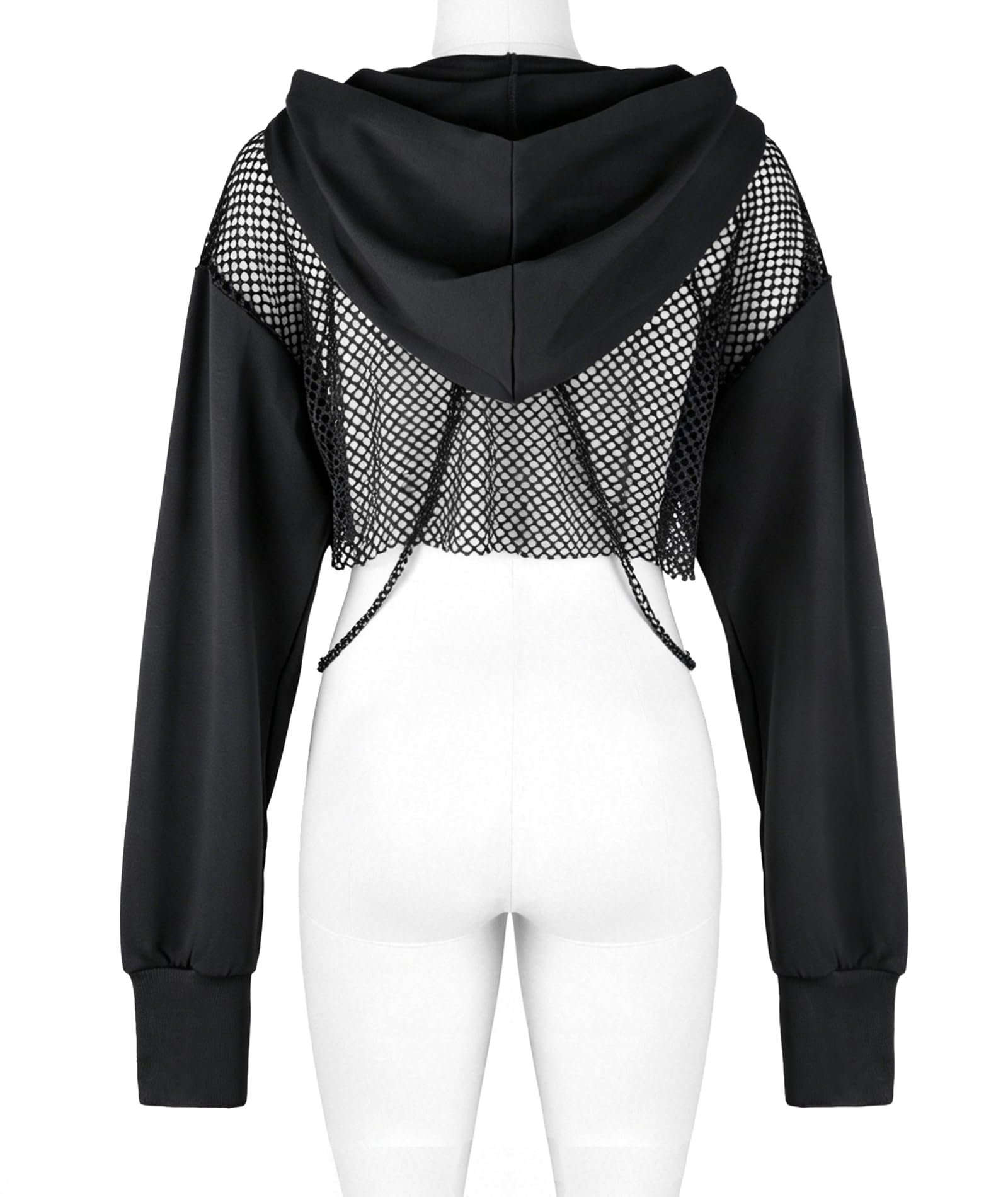 Maglietta a maniche lunghe con bretelle, da donna, stile gotico, punk, cool, con motivo drago, girocollo, nero, per autunno