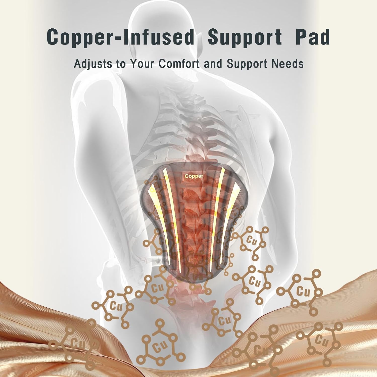 Copper Back Brace - Relief from Lower Back Pain, Unique SVA System for Proper Posture, Enhanced Ergonomic Pad with 10X Compression Support, Breathable and Comfortable Fit for Men and Women