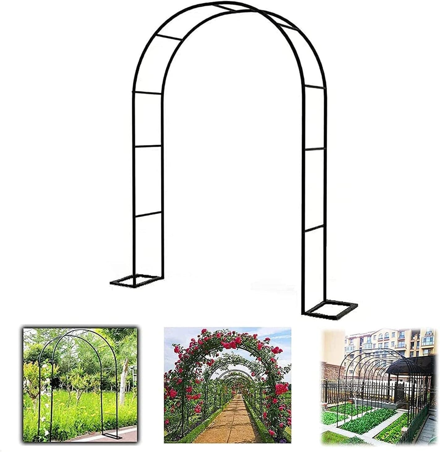 Arche de jardin robuste avec base W240xH220cm pour plantes grimpantes
