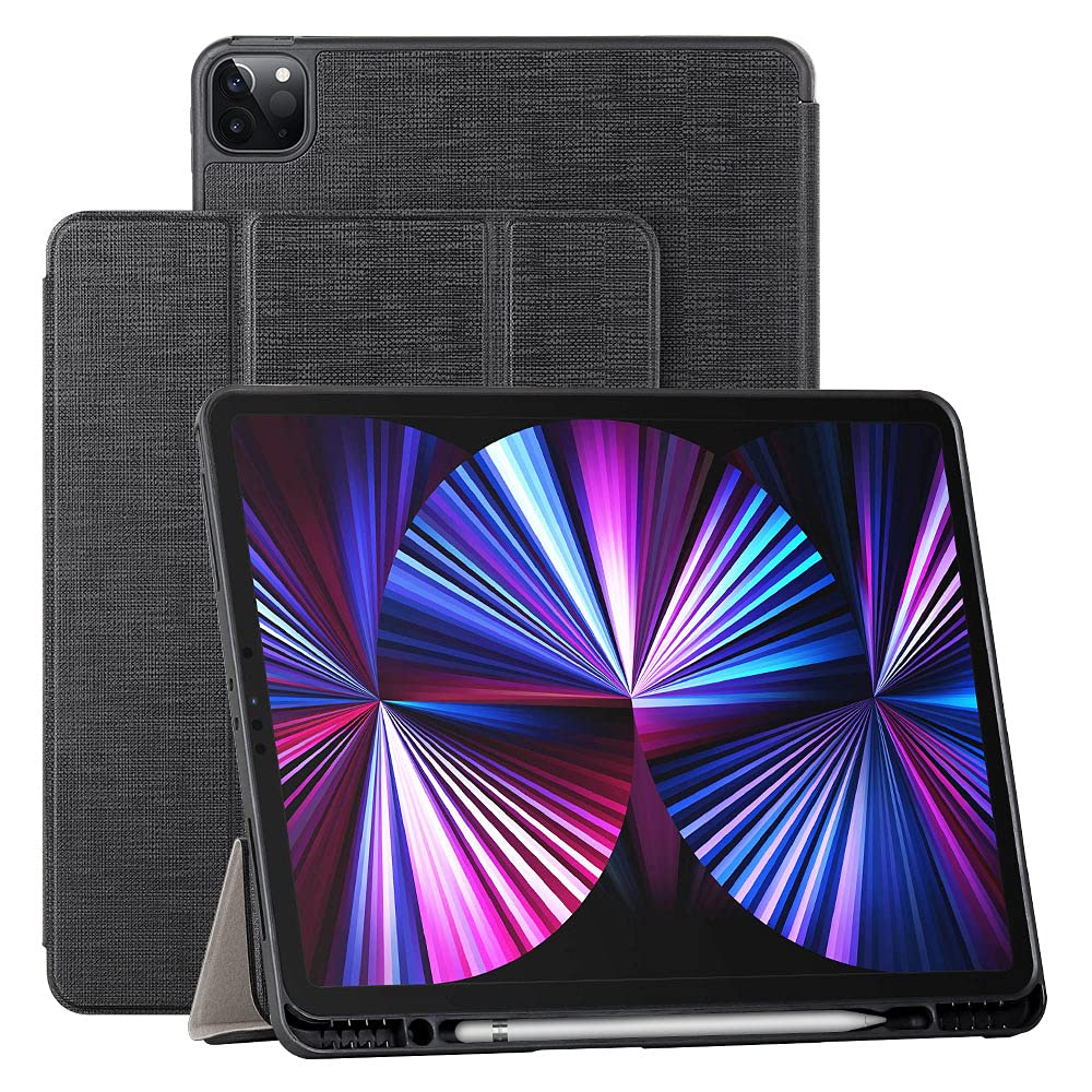 DDJ for iPad Pro 12.9 Inch 3rd Generation 2021 Tablet case,Light Slim Folding Stand Shell with Auto Wake/Sleep Protective Flip Cover for iPad Pro 12.9'' 2021 (12.9, Black)