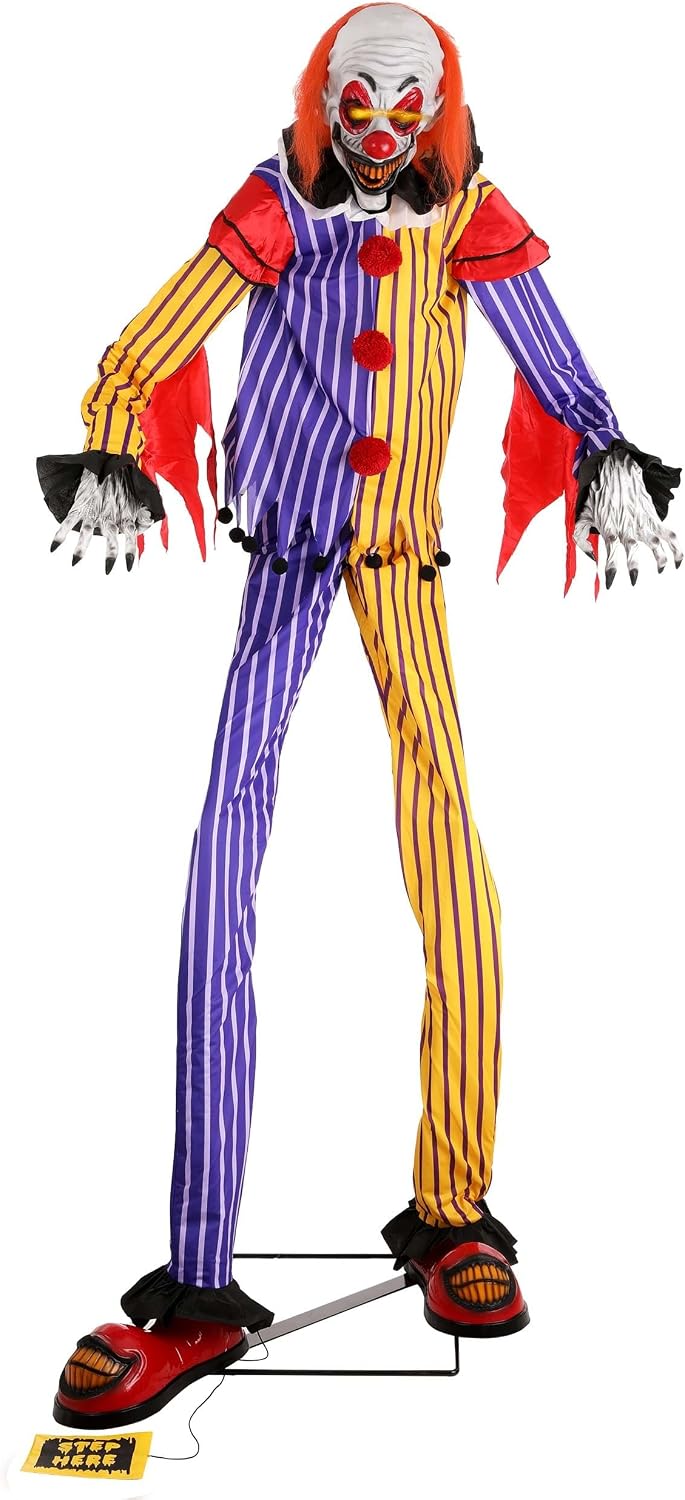 Fun Costumes 7Ft Animated Funzo The Clown Animatronic, Tall Animatronic Halloween Decoration Standard