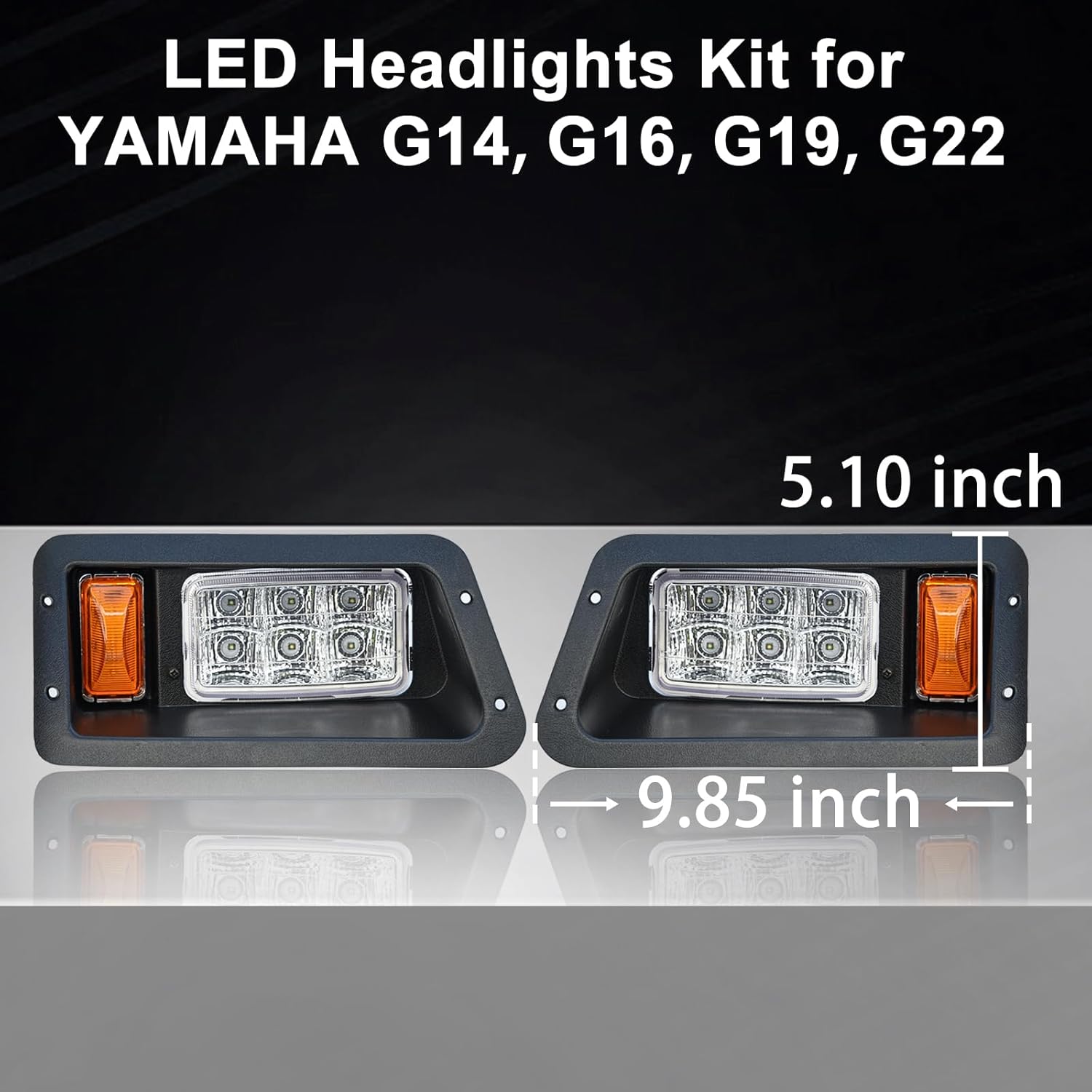 LED Head Light Kit For YAMAHA G14 G16 G19 G22 Gas or Electric Golf Cart Models Passenger Driver Side Replace 12V Headlights Light Kit Assembly For YAMAHA