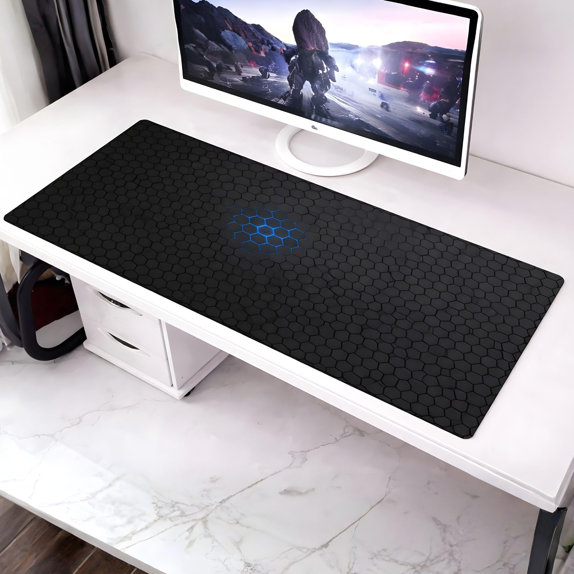 Hian Large Gaming Mouse Pad & Desk Mat | 80 x 30 cm, Pack of 1, Spider Web Pattern | Non-Slip Rubber Backing, Smooth Fabric Surface | Enhanced Grip & Comfort | Gaming, Office Work, or Study Sessions-image-27