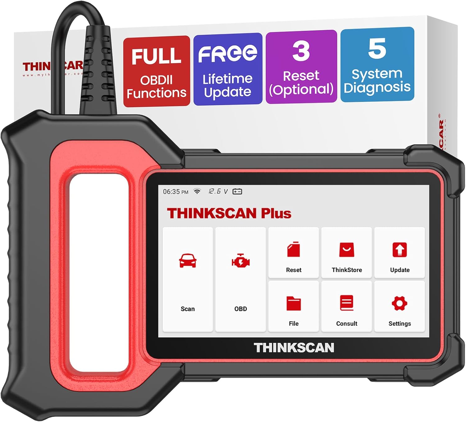 THINKCAR OBD2 Scanner, ThinkScan Plus S4 ABS/SRS/TCM/ECM/BCM Diagnostic Scanner, Code Reader Car Diagnostic Tool with 3 Resets, 94 Vehicle Brands Car Scanner, Auto VIN Scan Tool, AutoAuth for FCA SGW