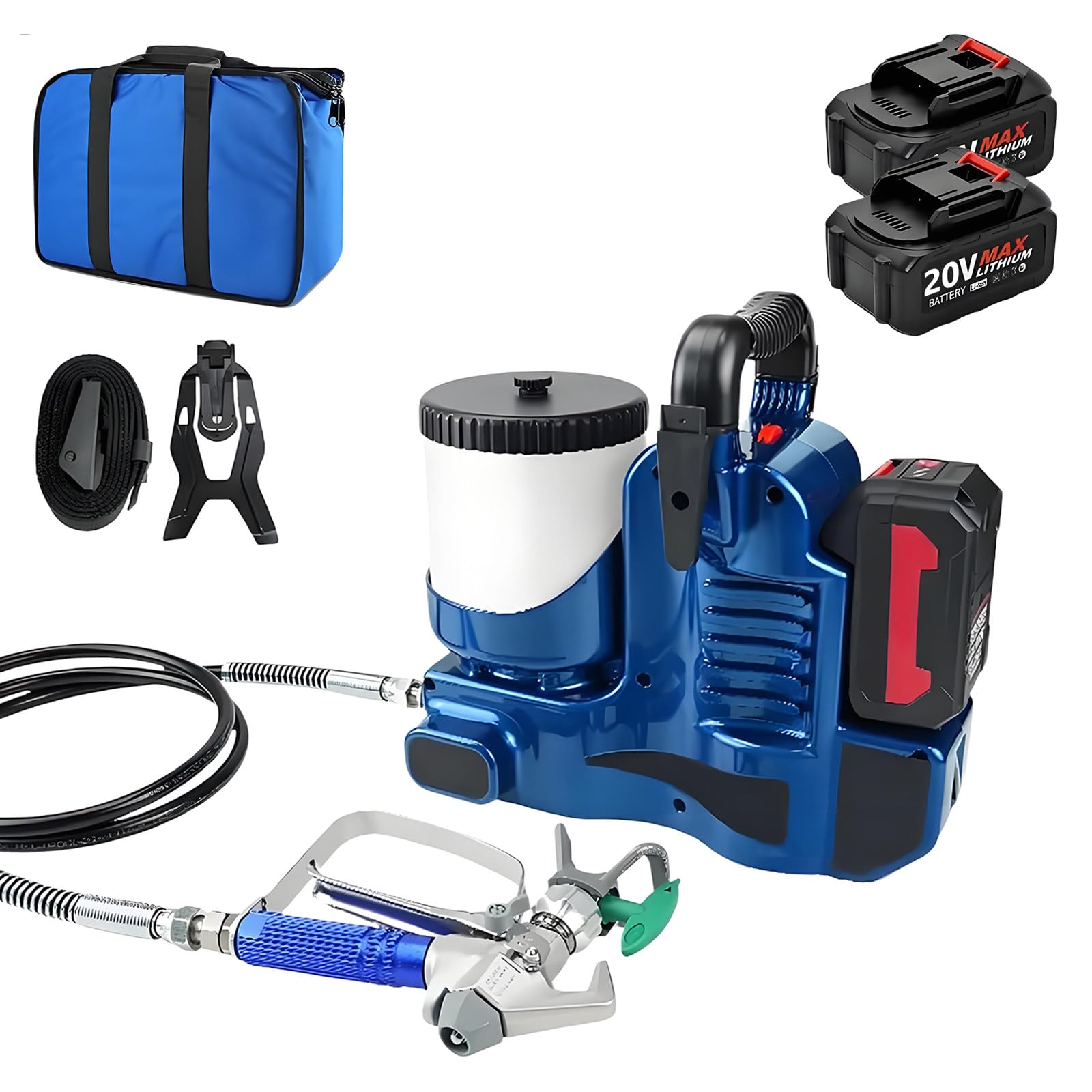 Pulverizador de pintura inalámbrico, pistola pulverizadora eléctrica de mano de 550 W, 6 velocidades ajustables, 1,2 L de gran capacidad para renovar muebles, pintar paredes y teñir cercas 2Battery