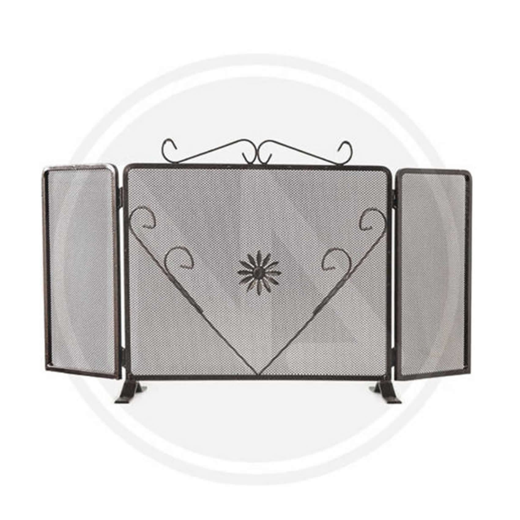 Parascintille in Ferro Battuto mod. Decoro Fiore 3 Ante 110X60H Cm (682.C)