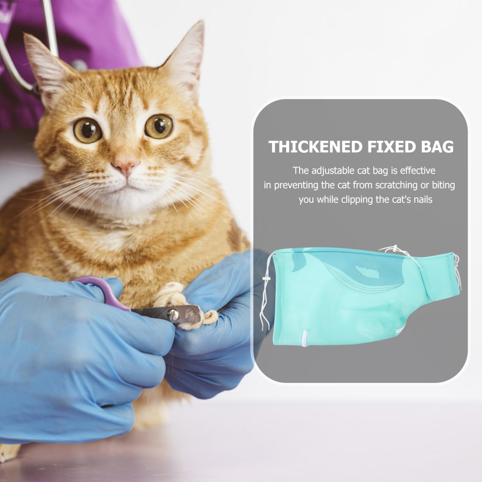 GALPADA Cat Shower Net Bag Pet Bathing Bag Zipper Scratch for Home Random Style