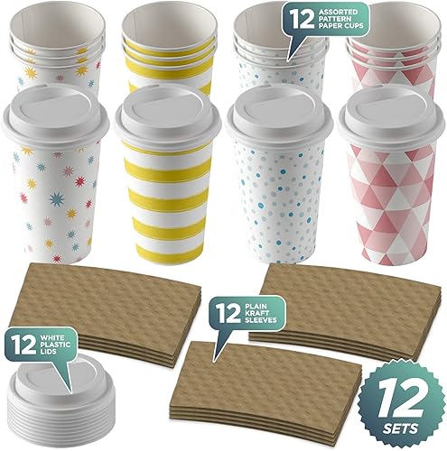 Miniatura 2 de Live It Up! Party Supplies Tazas desechables de café o chocolate caliente  Buffalo Plaid (bonitos patrones de colores pop tazas de viaje aisladas,
