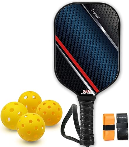 Paletas de pickleball, juego de pickleball de superficie de fibra de vidrio con 2 raquetas de pickleball y 4 bolas de pickleball, juego de paletas