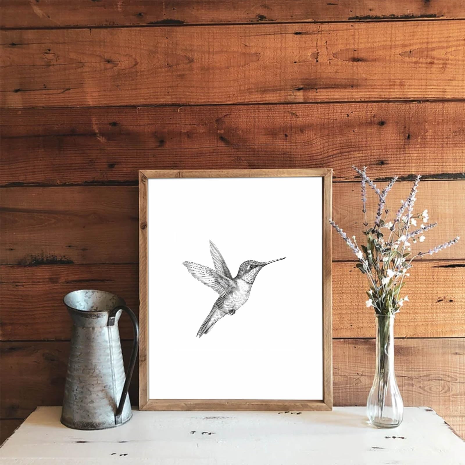 COKYIS Moderne kolibrie canvas muurkunst prints aquarel bloem natuur vogel abstract schilderij kunst poster ingelijst kunstwerk voor thuis slaapkamer woonkamer kantoor muur decor