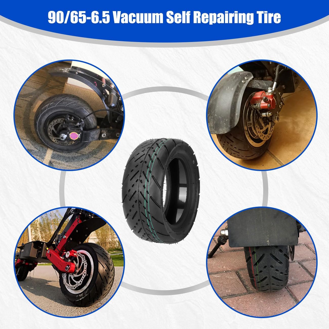90/65-6.5 Vacuum Tubeless Tire Self Repair Tyre with Glue 11 Inch Road Tires for E-Scooter Motor Electric Scooter Go karts Dualtron Thunder YUME X11 Zero 11X Kaabo Wolf Warrior Wear Resistant