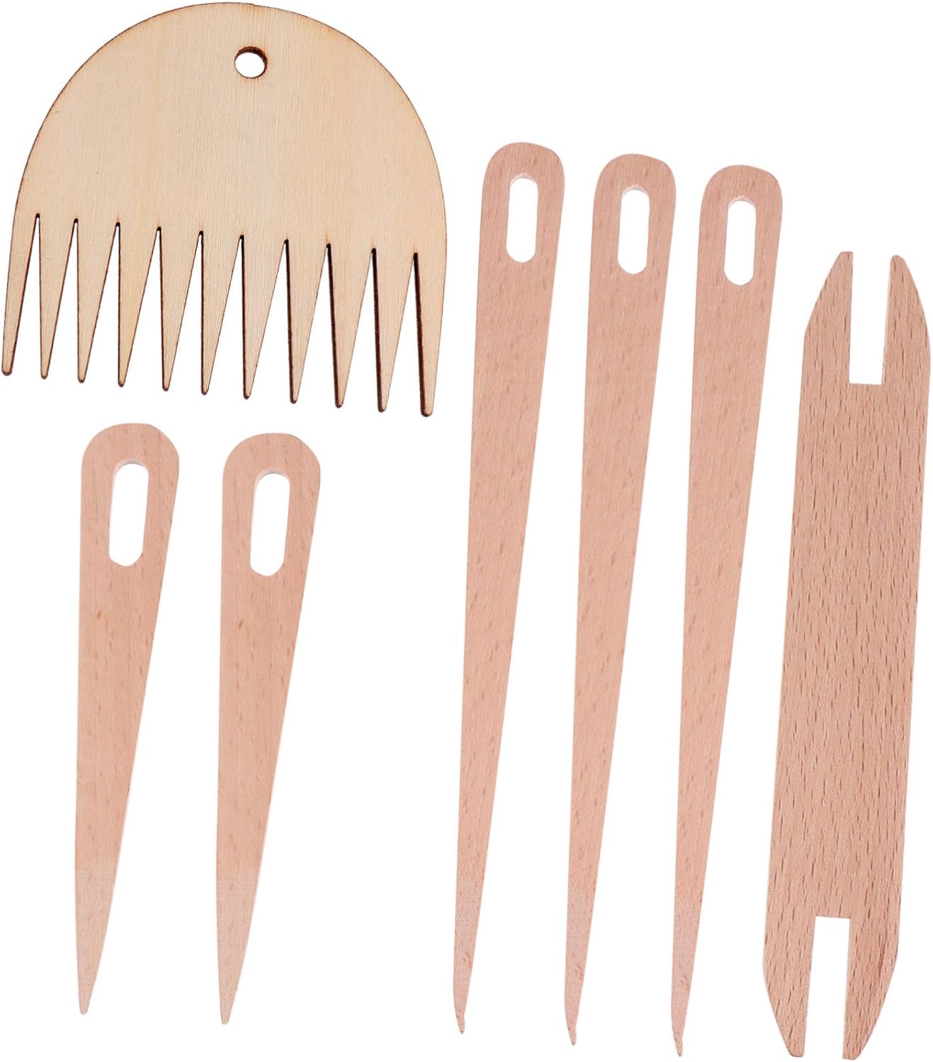 BEBEMOKO Handloom Stick Knitting Accessories Needles Wooden Weaving Comb Shuttles for Knitting