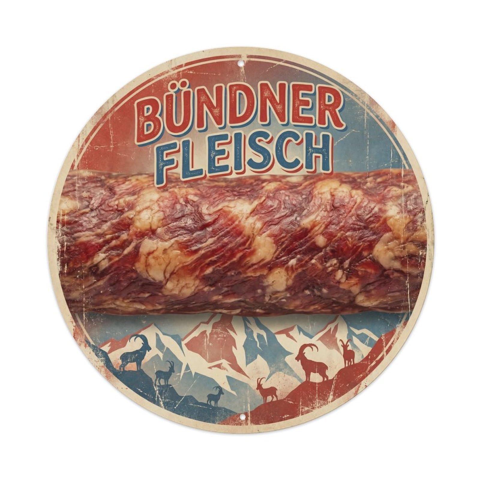 Swiss Food Culture Grisons Travel Alpine Beef Metal Tin Sign