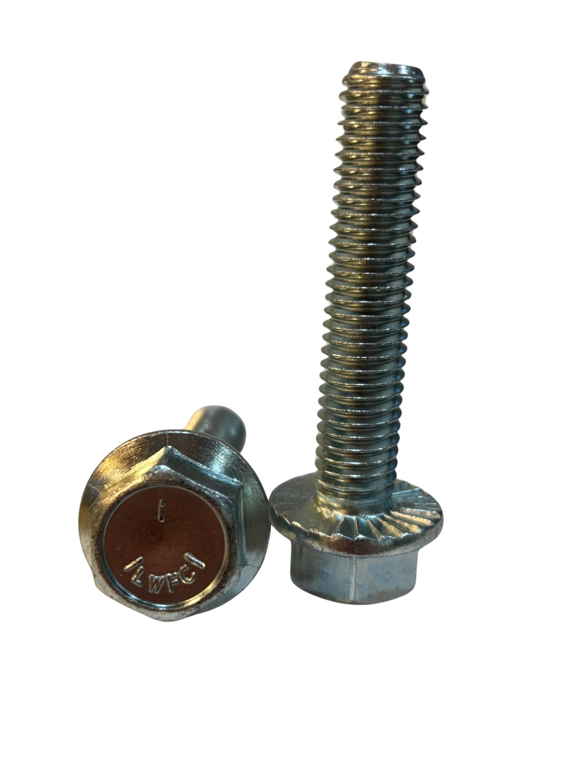 (25 Pieces) 1/2-13x2 1/2" Grade 5 Serrated Hex Flange Bolts Screws UNC Coarse Full Threads Zinc Clear Trivalent