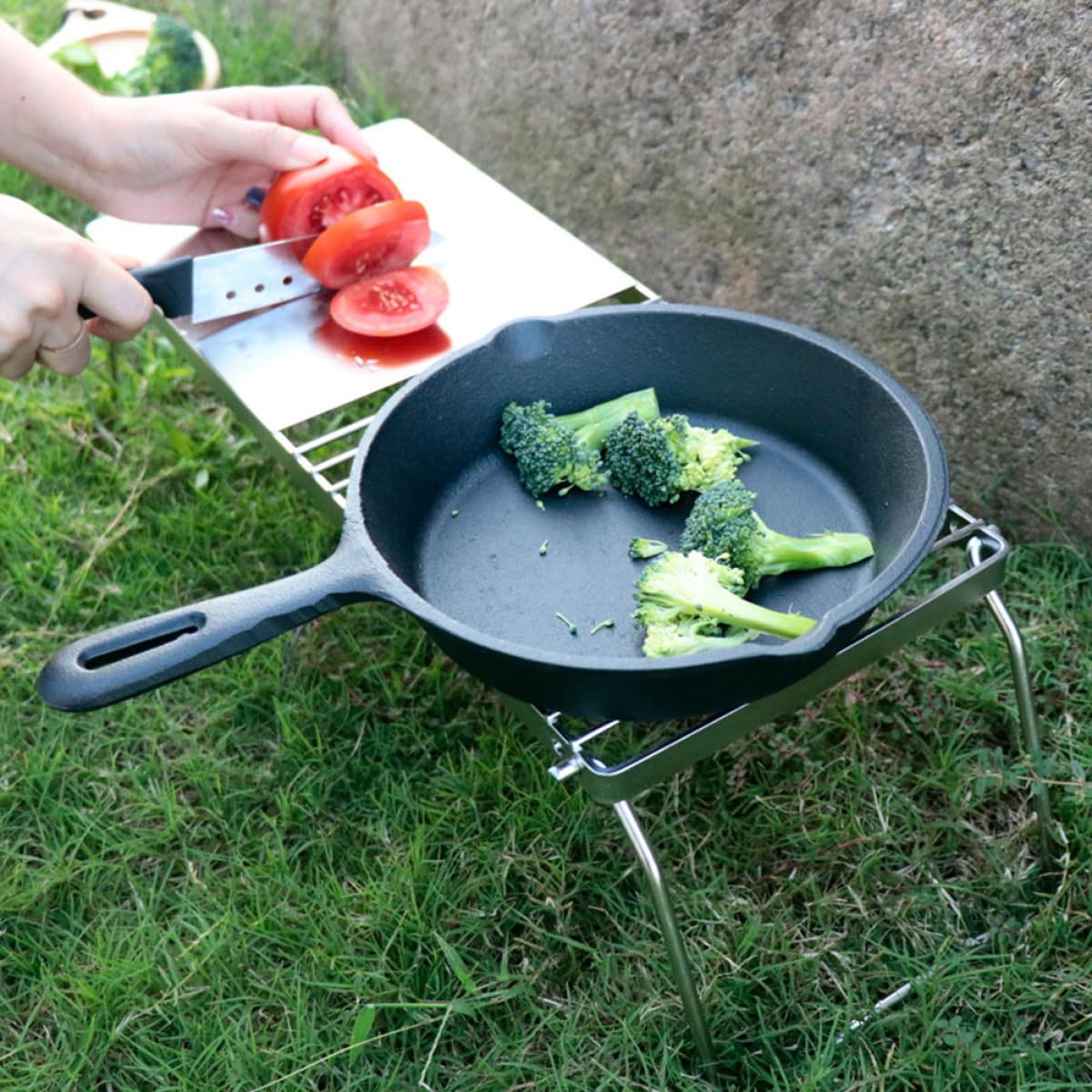 Przenośny składany stojak do grillowania ze stali nierdzewnej – mini narzędzie do grillowania na świeżym powietrzu na kemping piknik i do użytku na podwórku – kompaktowe i akcesoria do grillowania