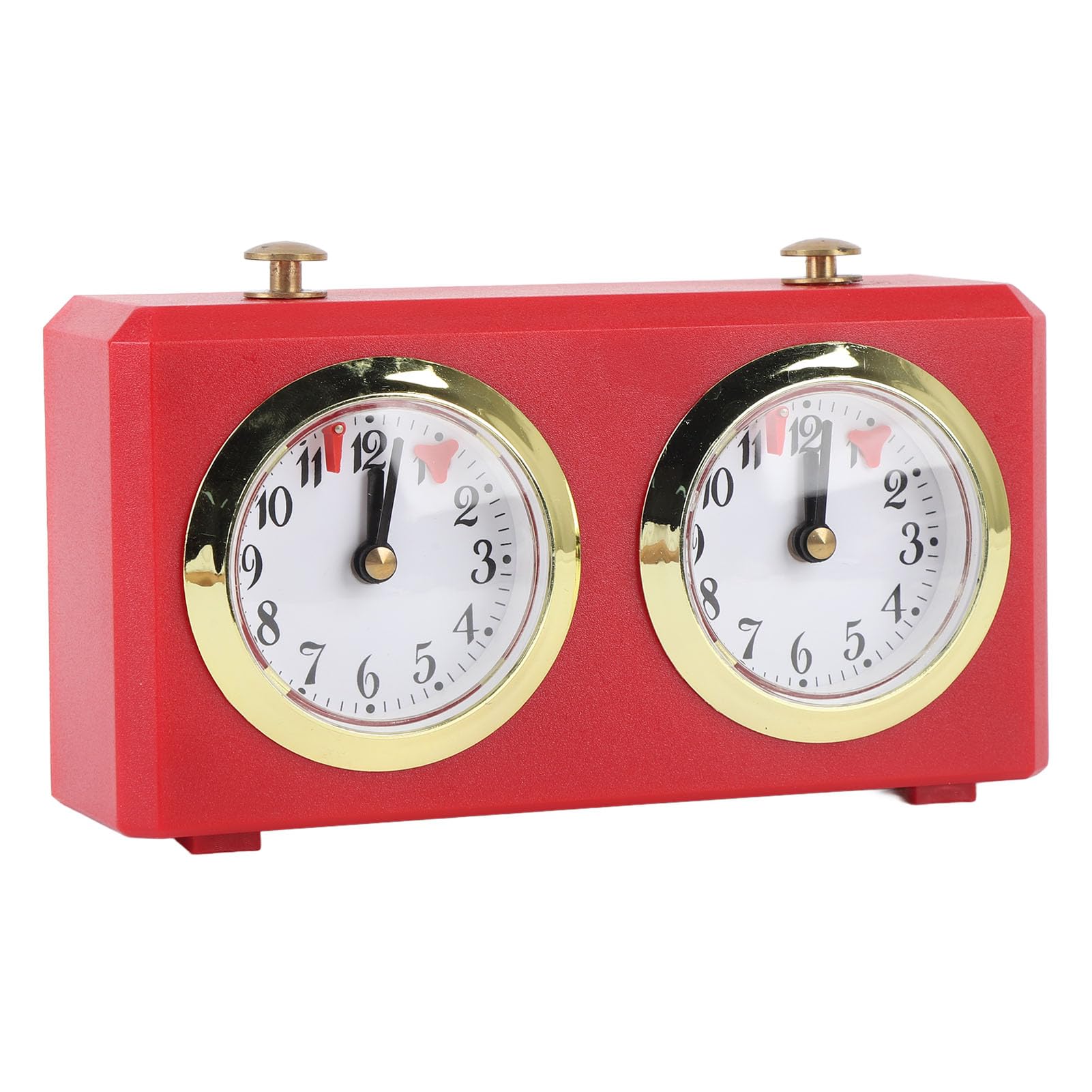 Pilipane Schachuhr Analog, Professioneller Analog Chess Clock, Uhrwerk Angetriebener, Großes Zifferblatt und Klare Markierungen, ABS Material, für Turnier Brettspiel, Schach (Rot)
