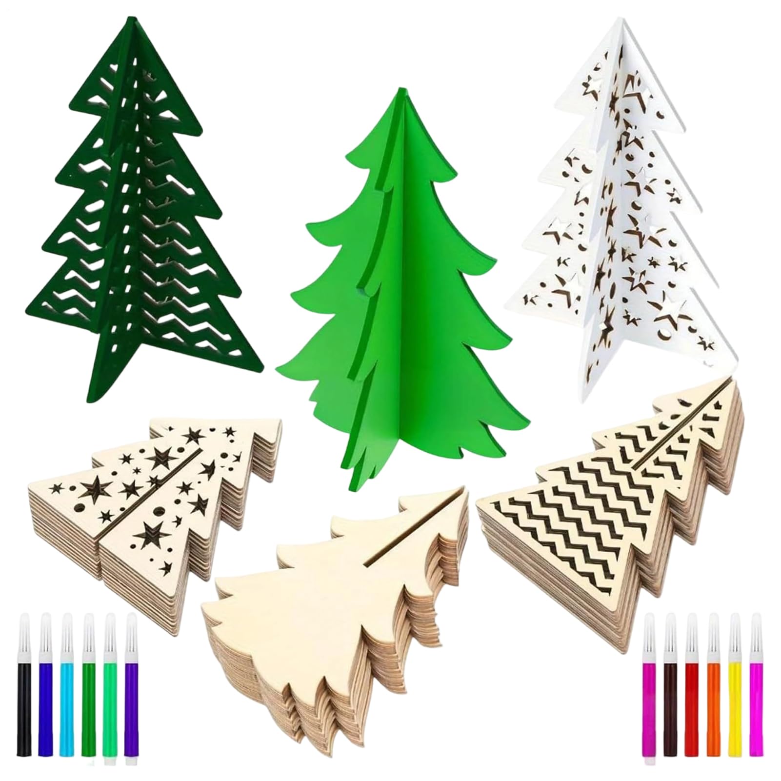 Arbres de Noël en bois à offrir : kit de silhouettes 3D inachevées pour enfants