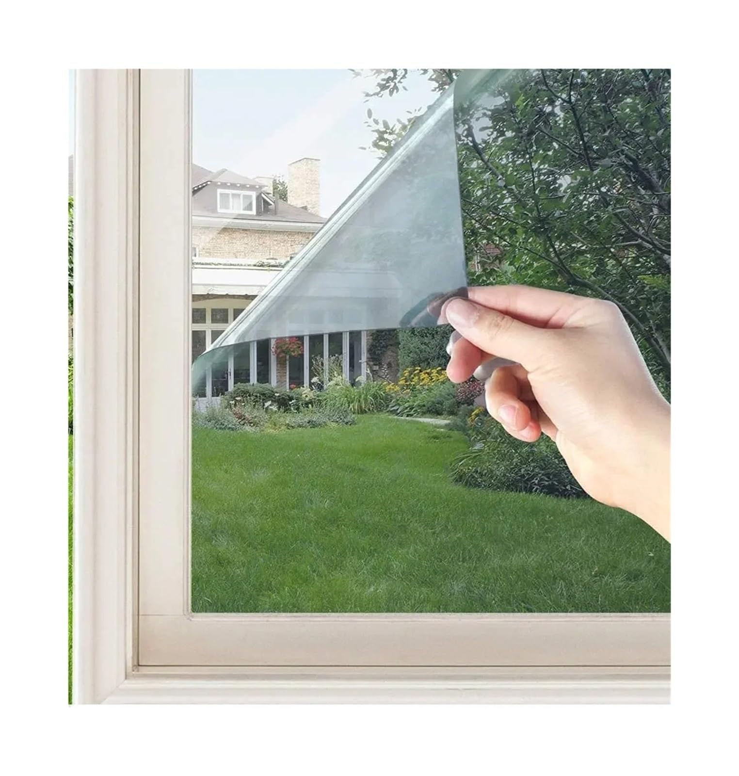 Reflective Window Film Window Privacy Tint Film One Way Mirror Anti Look House For Home Foil Non Adhesive Glass Static Cling Stickers(Silver,30cm x 3.0meter)