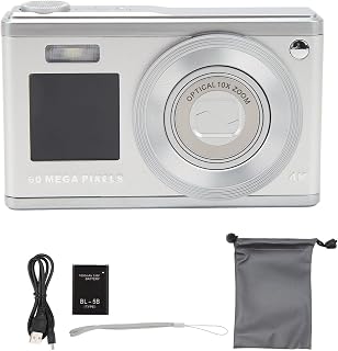 Digital Camera with 2.88in IPS Screen, Vlogging Camera, 10X Optical Zoom Anti Shake 4K Auto Focus Camera Built in Fill Light for Beginners and Content Creators (Silver)