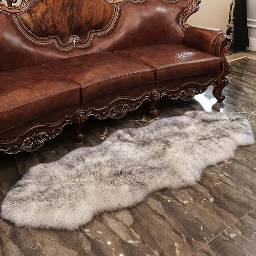 Vista 62 de Alfombra de piel de oveja auténtica de alta calidad, piel de oveja australiana, esponjosa, de lujo, natural, de piel de cordero esponjosa, funda