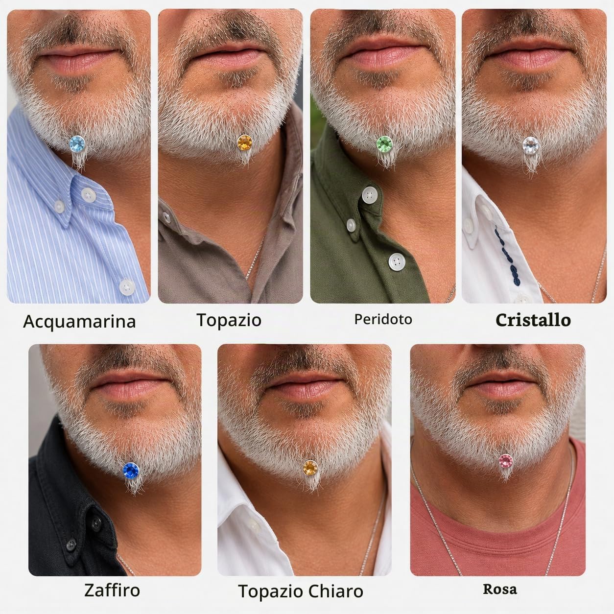 Gioiello da Barba Magnetico con 7 Cristalli Swarovski®
