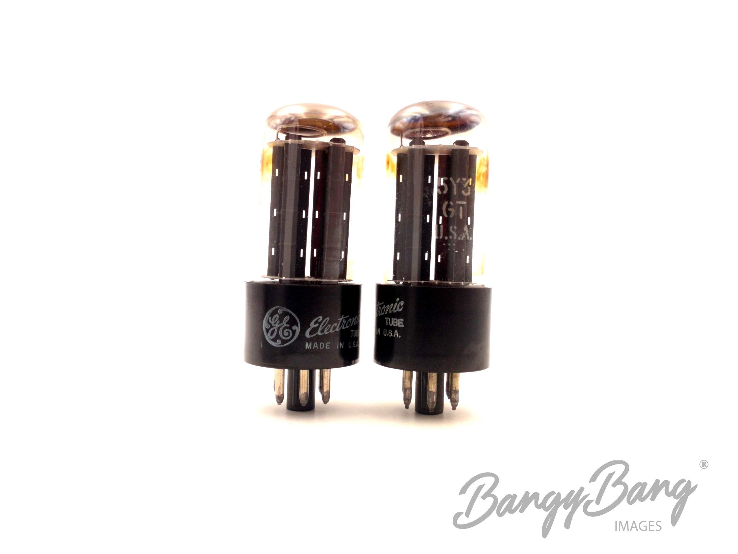 Matched Pair General Electric Grey Plates 5Y3 Rectifier Guitar Amp. Tube- BangyBang Tubes3