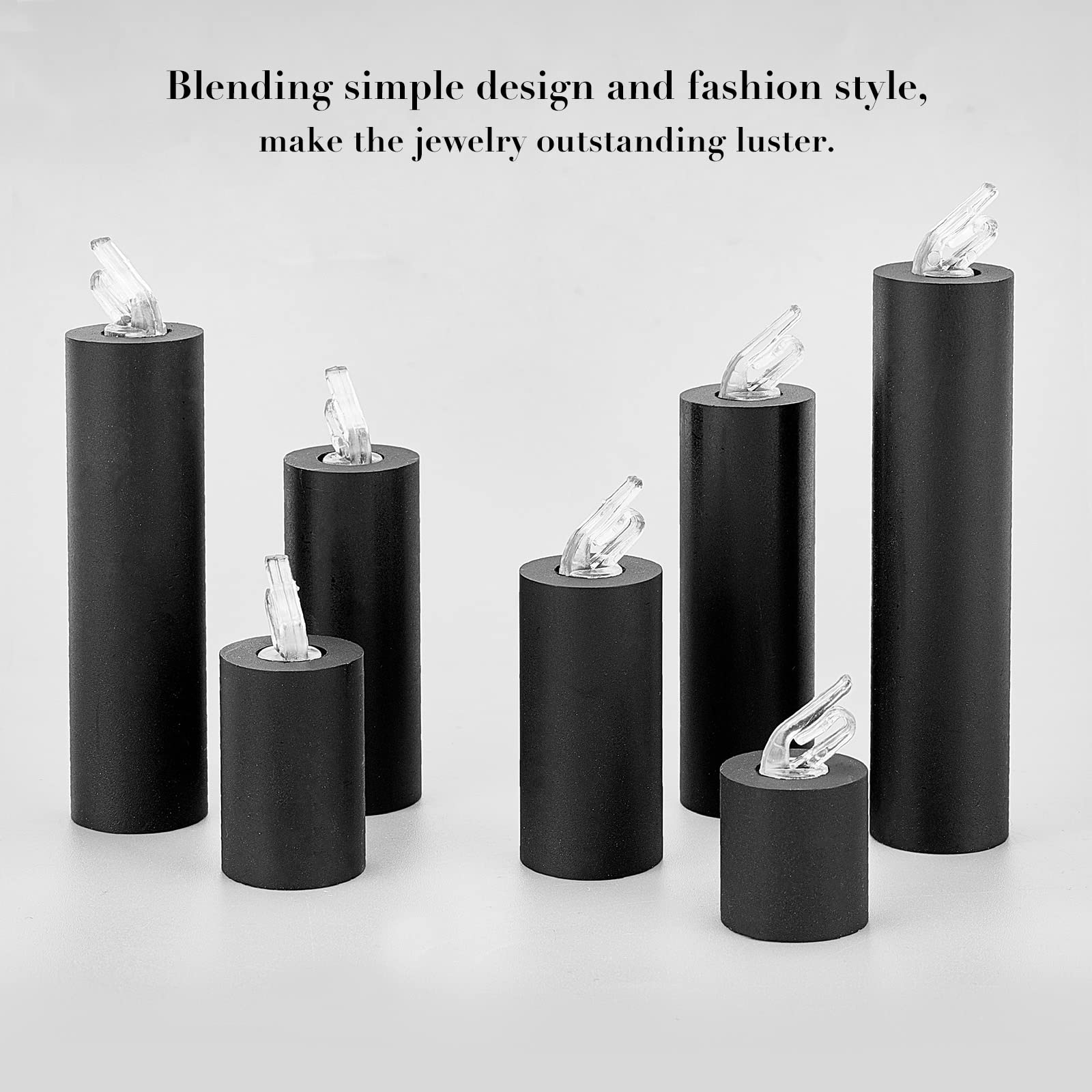 NBEADS 7 Stück Acryl Ringhalter, Schwarzer Zylinder-Ring-Display-Organizer Schmuck-Display-Halter Für Die Ring-Schmuck-Ausstellung