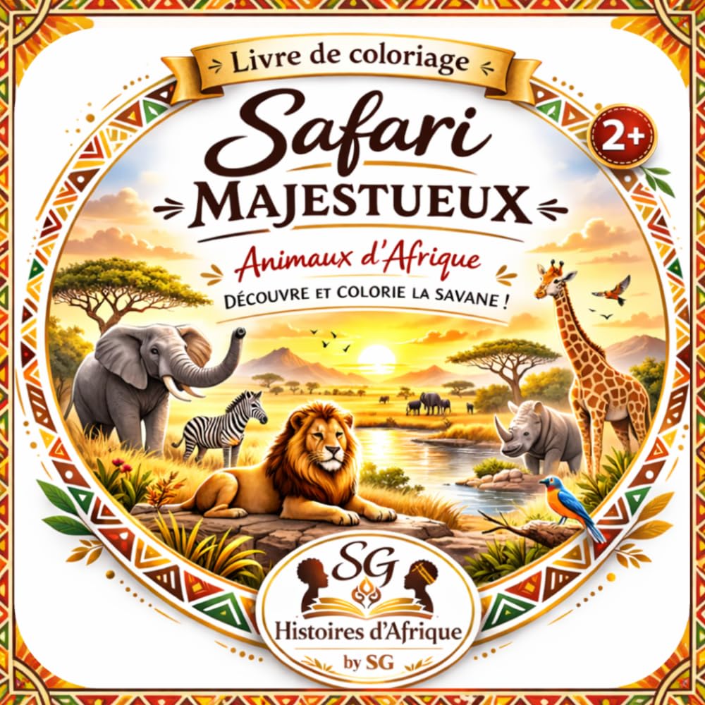 Safari Majestueux: Le grand livre de coloriage des animaux d’Afrique (Collection Culture Africaine)