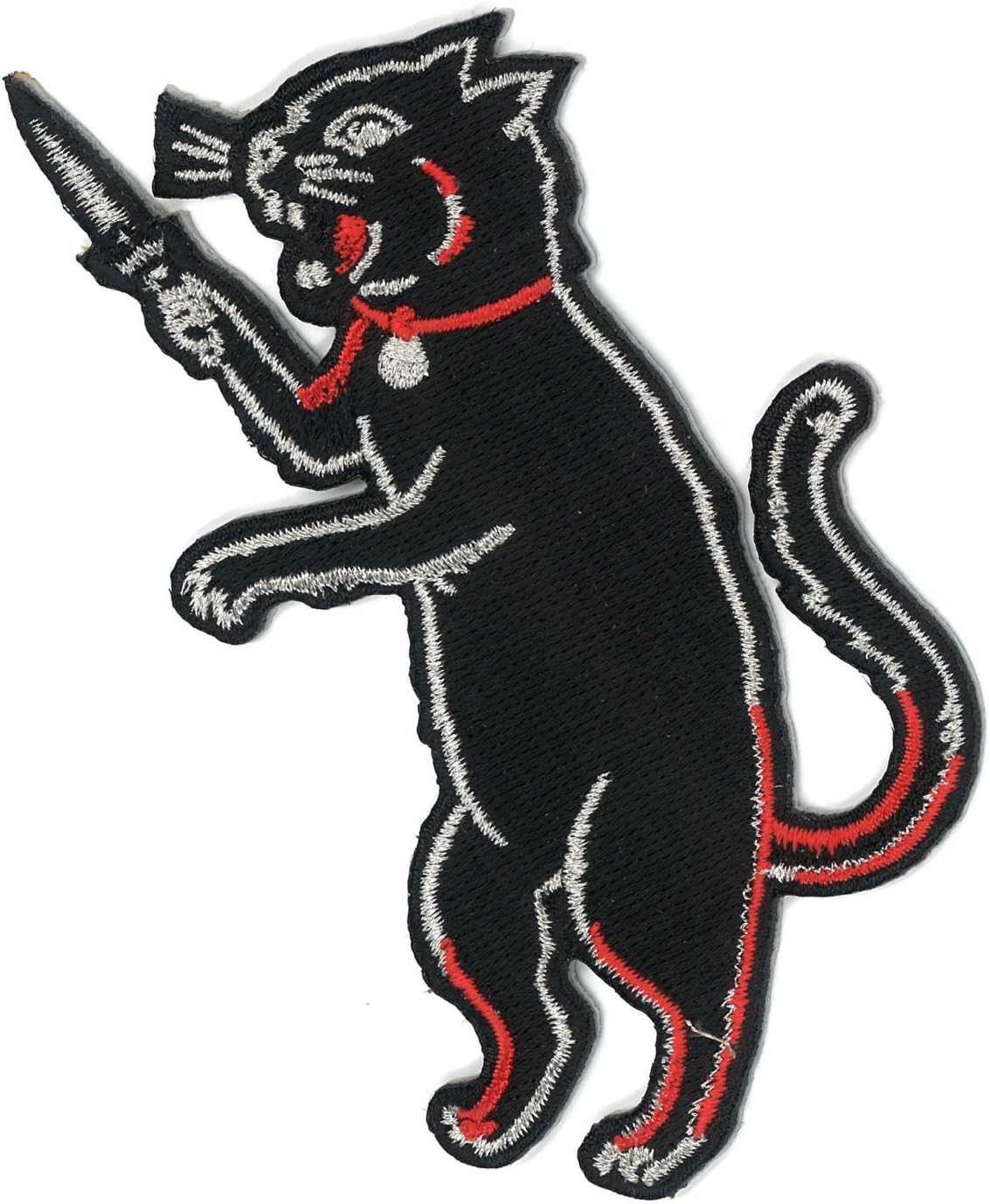 Stabby Cat Iron-on Patch (4", Red)