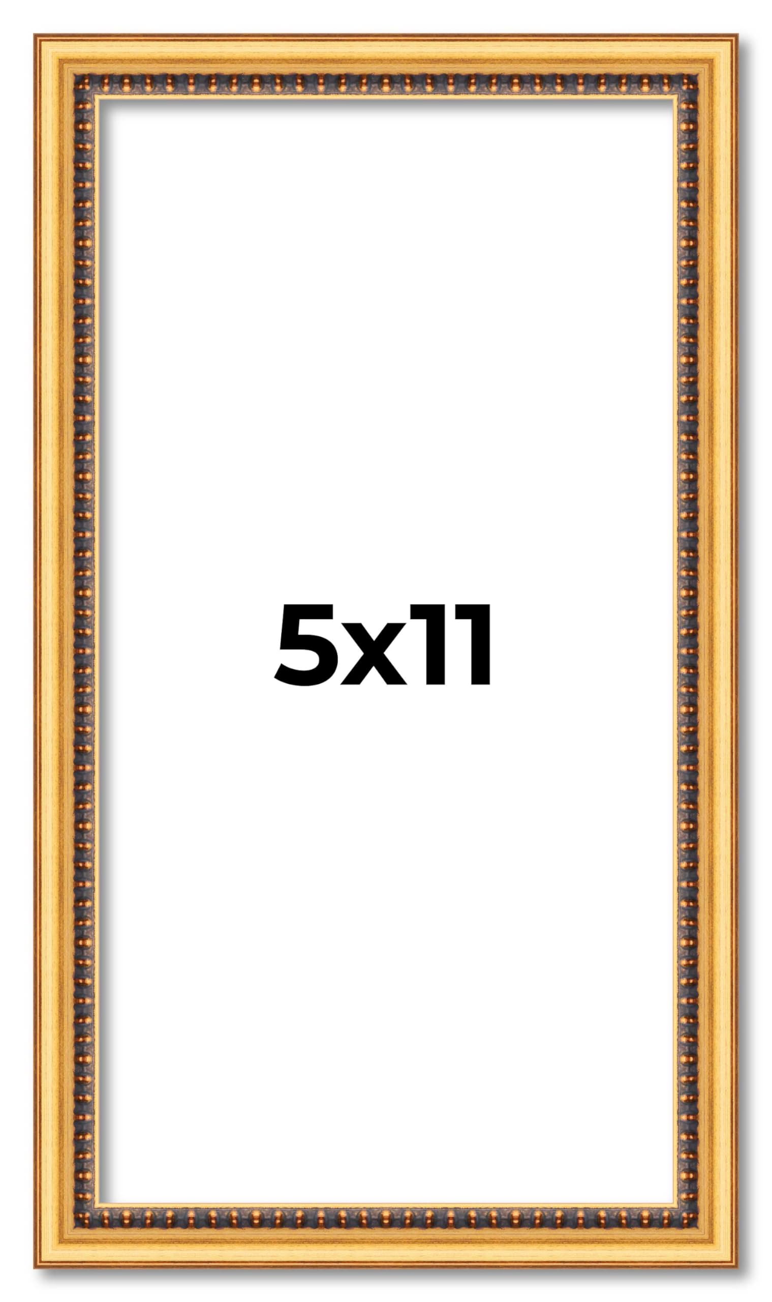 Amazon.com - 5x11 Frame Beaded Gold Solid Wood Picture Frame