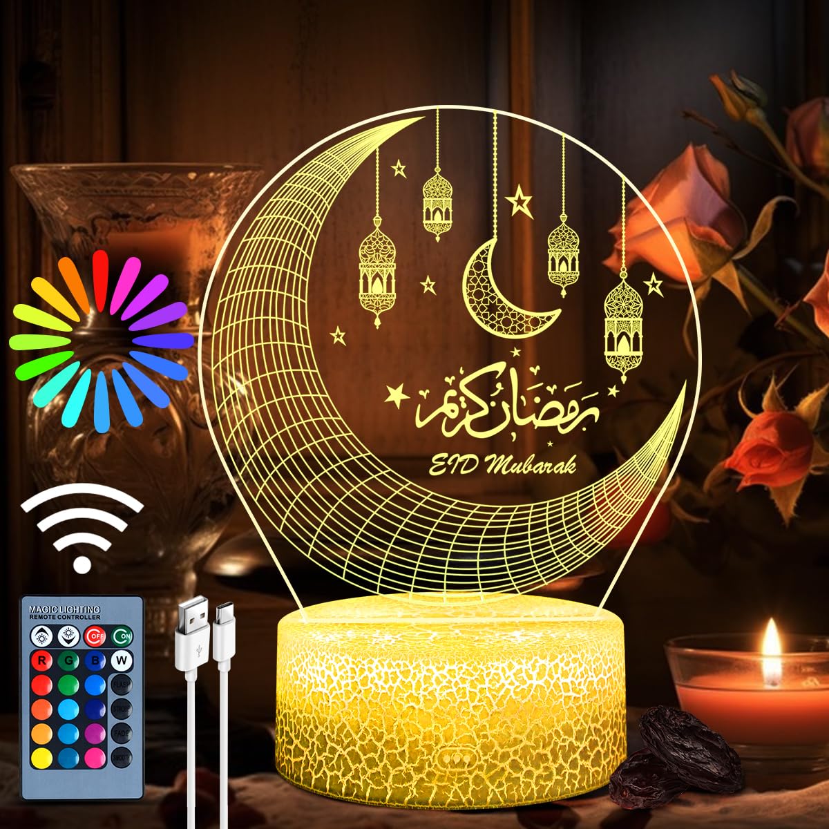 8 stijlen DIY Houten Ramadan Decoraties Maan LED Kaars Lamp Moslim Islam Eid Ambachten Ornamenten kopen vanaf een prijs van 3