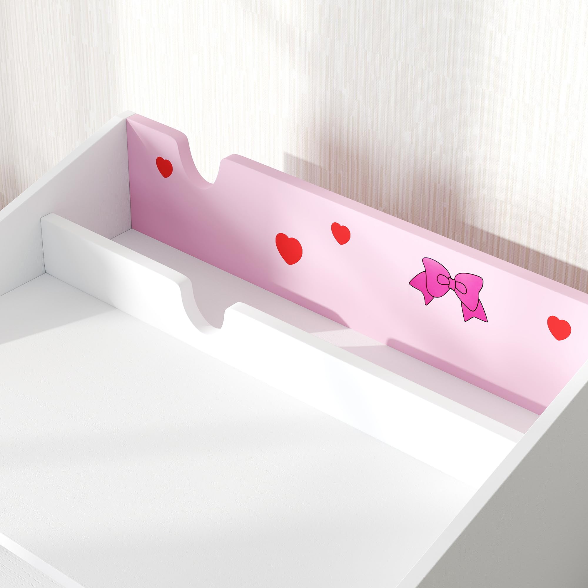 AIYAPLAY Set di scrivania e sedia per bambini +3 anni Scrivania per bambini con cassetto estraibile e scomparto per la camera da letto e la sala studio Rosa e bianco