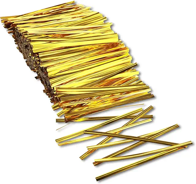 Bremorou 1000 Stück Gold Twist Ties - Metallische Bindebänder für Tütenverschluss