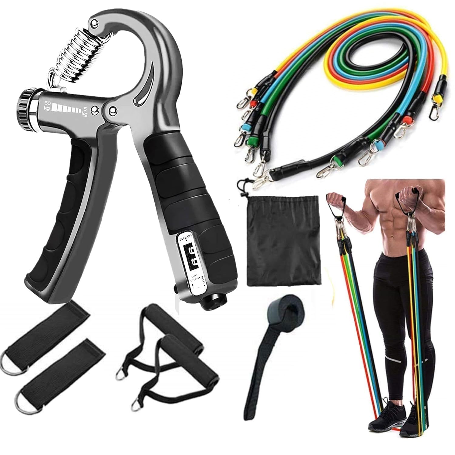 BANTKART Ultimate Home Gym Combo- 12-in-1 Resistance Band Set with Hand Gripper - Full Body Workout Bands for Strength Training, Yoga, Pilates, Build Muscle, Improve Flexibility & Tone Your Body (B0D43HRDQV) Amazon Price History, Amazon Price Tracker