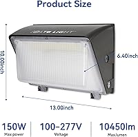 Vista 8 de LTBLIGHT Paquete de 2 luces LED de pared de 150 W, iluminación exterior del atardecer al amanecer, 3000 K/4000 K/5000 K conmutable con fotocélula