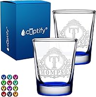 Vista 65 de Vasos de chupito personalizados elaborados con nombre de círculo de 2 onzas, parte inferior negra con texto personalizado para regalos, bodas