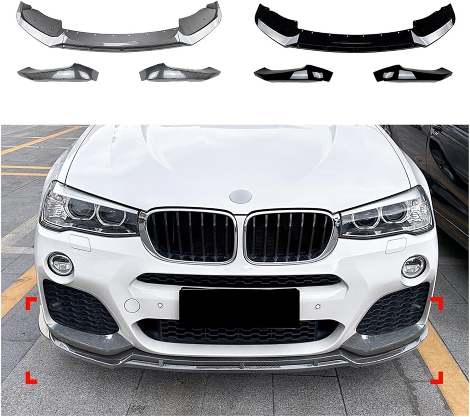 2014 から 2018 用 X3 F25 X4 F26 LCI M スポーツカーフロントバンパースポイラーリップ下部スプリッターブ