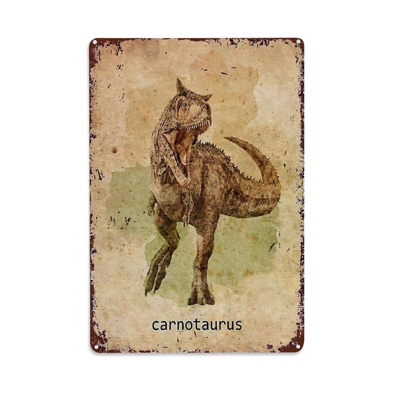 Nestemfo Vintage Carnotaurus Dinosaur Poster Art Tin Sign Metal Sign, Living Room,Bar, Home, Bedroom Wall Decor,Retro Metal Poster 8X12 Inches