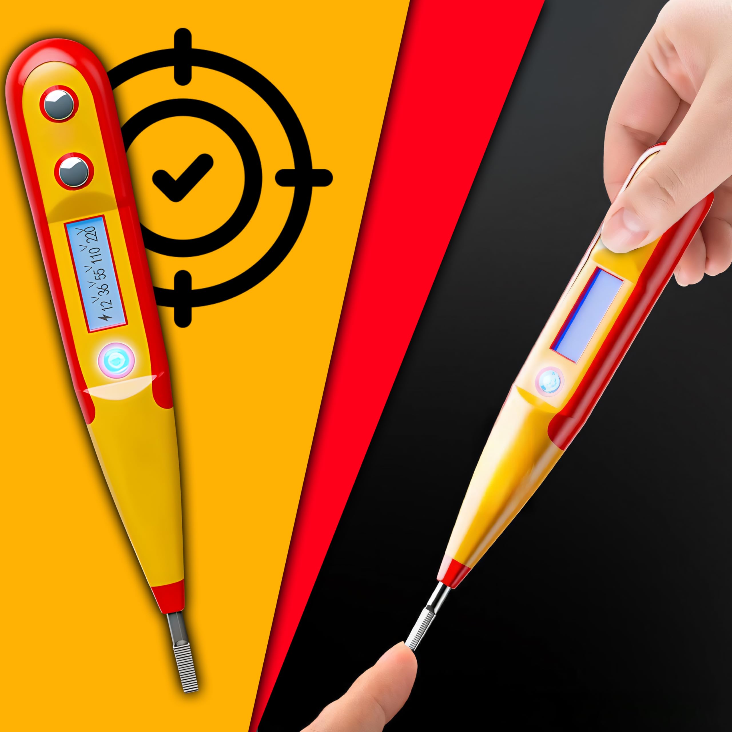Retoo Bezdotykowy tester napięcia, tester prądu AC, z wyświetlaczem LED, poszukiwacz przewodów, tester fazowy, tester prądu, lokalizator przewodów