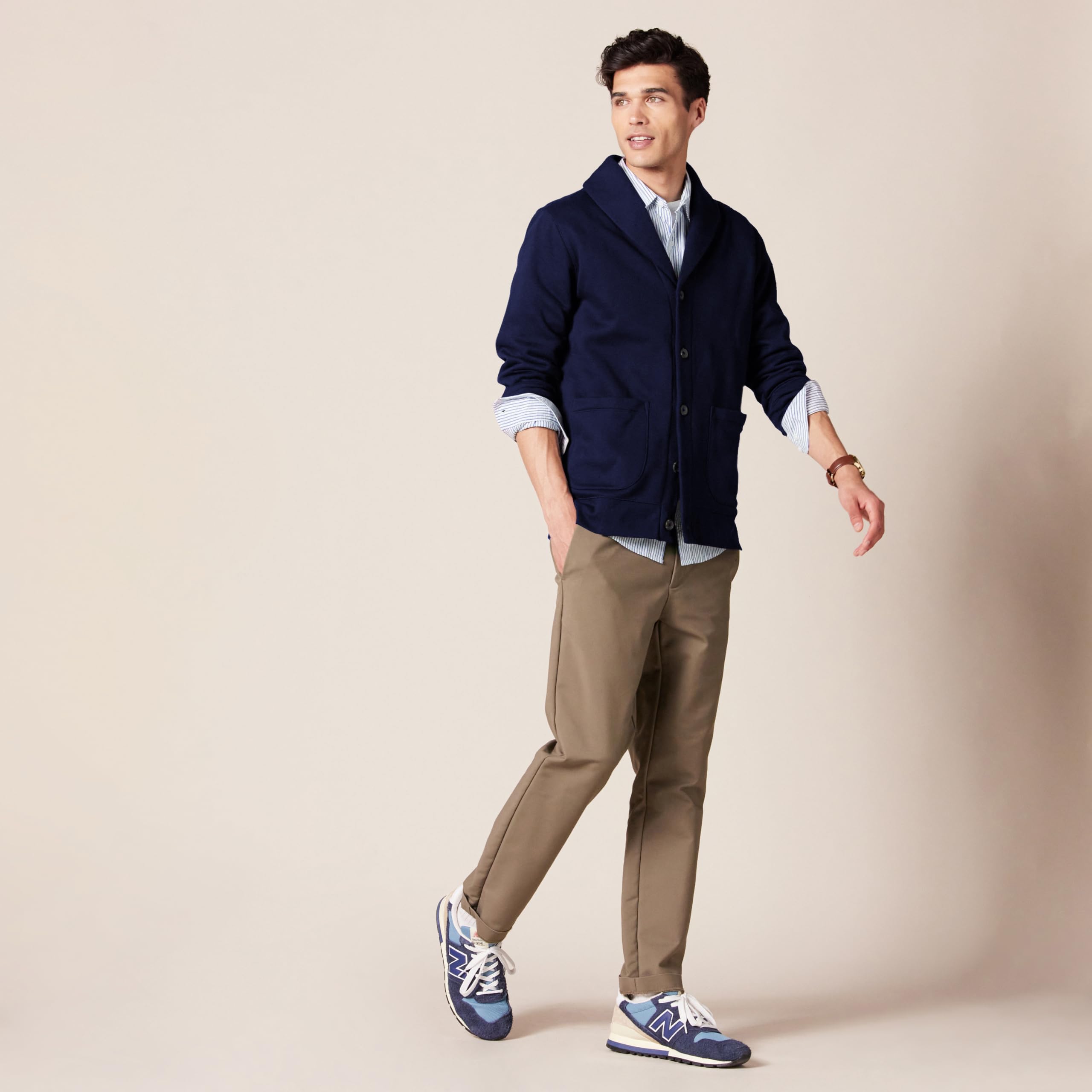 Amazon Essentials Homme Cardigan à Manches Longues et Col Châle, en Molleton